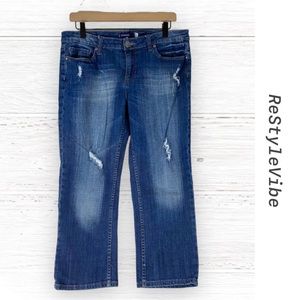 VIGOSS Women’s Size 11 Denim Jeans Capri Cropped Style Fit Stretch Distressed